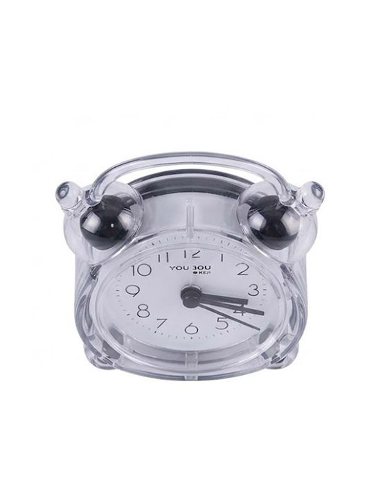 Avizar Analog Quartz Desk Alarm Clock Bedroom Twin Bell Black Transparent