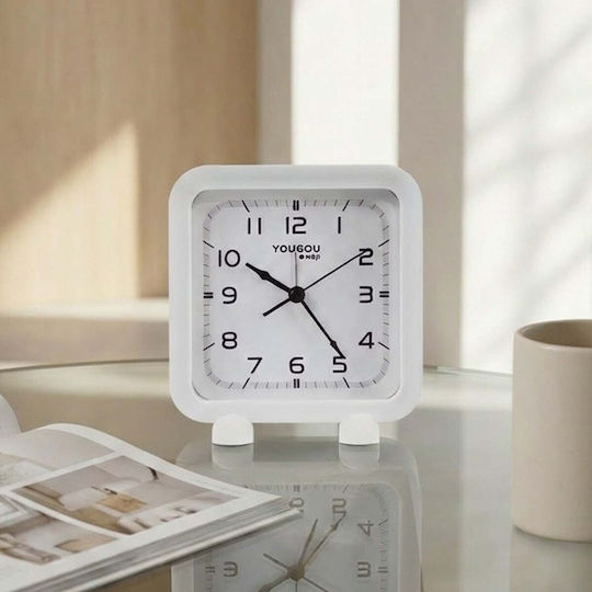 Avizar Analog Quartz Silent Desk Clock Minimalist Design White