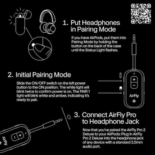 Twelve South Bluetooth Audio Adapter 3.5mm Jack Plug Model Airfly Pro 2 Fuchsia