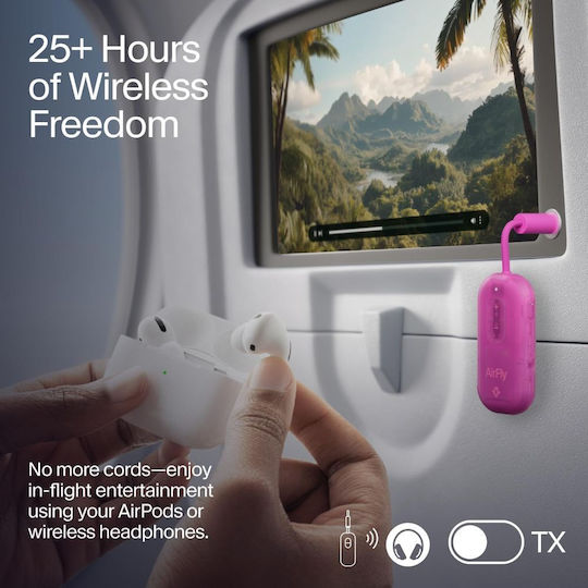 Twelve South Bluetooth Audio Adapter 3.5mm Jack Plug Model Airfly Pro 2 Fuchsia