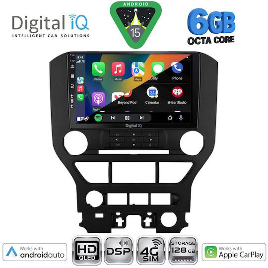 Digital IQ Car Audio System for Ford Mustang 2015-2020 (Bluetooth/USB/WiFi/GPS/Apple CarPlay/Android Auto) with 9" Touch Screen