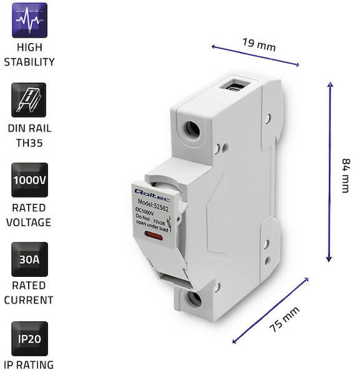 Qoltec Single Pole Rail Switch 1000V 30A