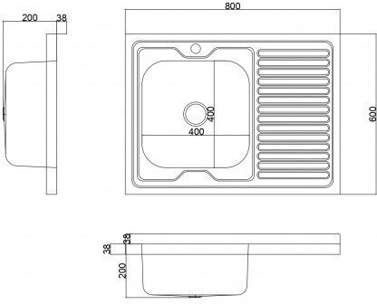 Inter Ceramic 8060A Ένθετος Inox Μ80xΠ60cm Γκρι