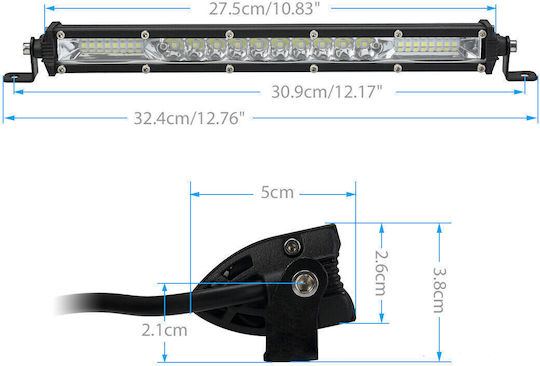 Фарове за кола с форма на лента LED Mitsubishi Вземане 10 - 30V 24W 27.5см с Бял осветление 1бр