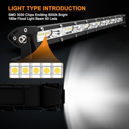 Фарове за кола с форма на лента LED Mitsubishi Вземане 10 - 30V 54W 51см с Бял осветление 1бр