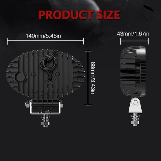 Slim Кръглаς Фарове за кола LED Mitsubishi Вземане 10 - 30V 14см с Бял осветление 1бр