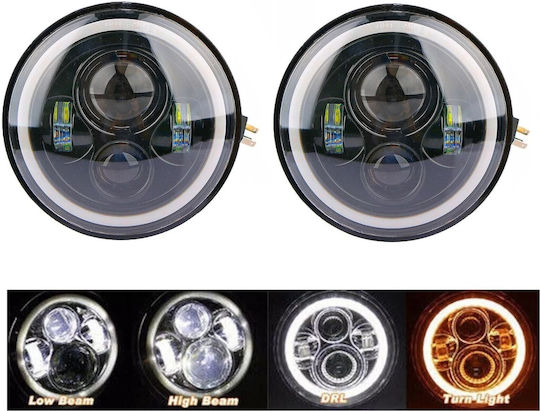 LED Универсален фар 7 инча 18см 9v 32v къси дълги светлини дневни светлини DRL бели жълти 4800lm за трактори камиони мотоциклети