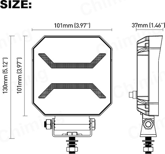 LED Прожектор Slim 10-30 Volt Висока Мощност 15W Бял 101mm X 101mm X 37mm IP68