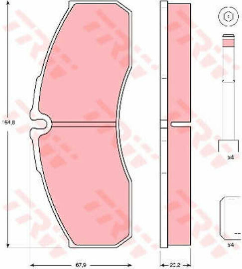 Set Plăcuțe De Frână Partea Din Față Suplimente Trw Automotive Nissan Cabstar E Atleon 3.0d 4.0d 6.0d 67.9mm 164.8mm 20.2mm