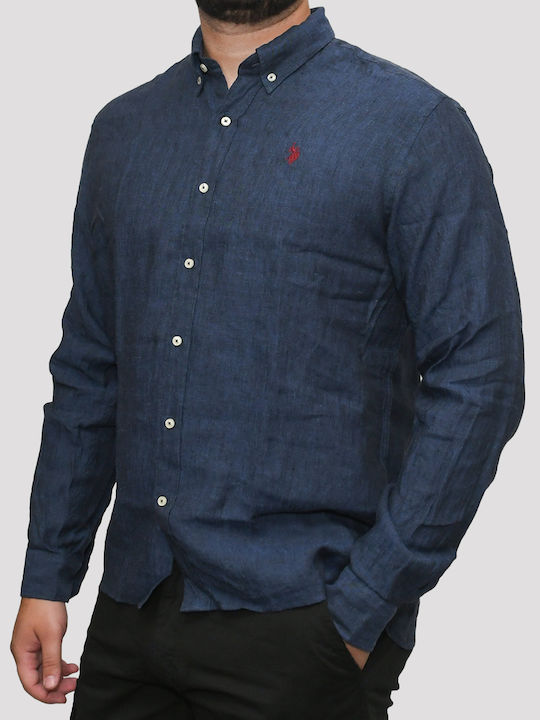 Alen Langärmeliges Leinenhemd Marineblau