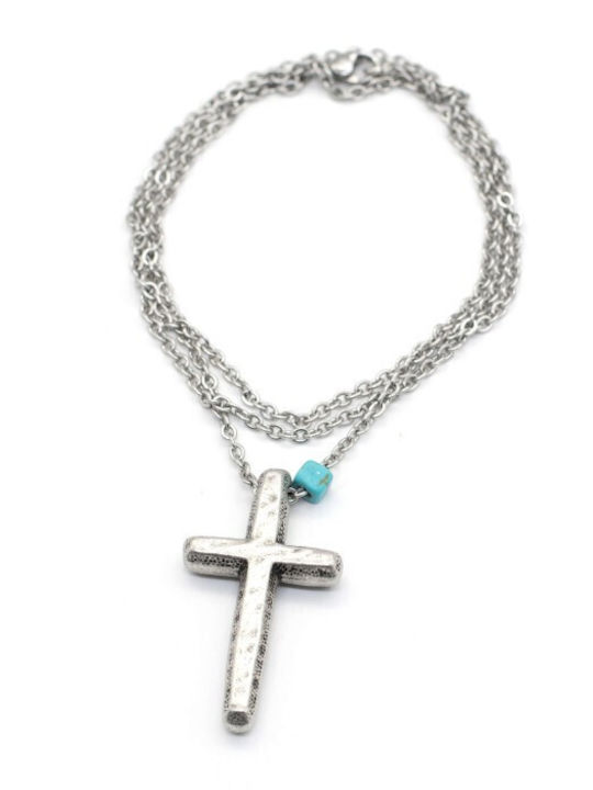 Irmelia Male Cross from Steel with Chain