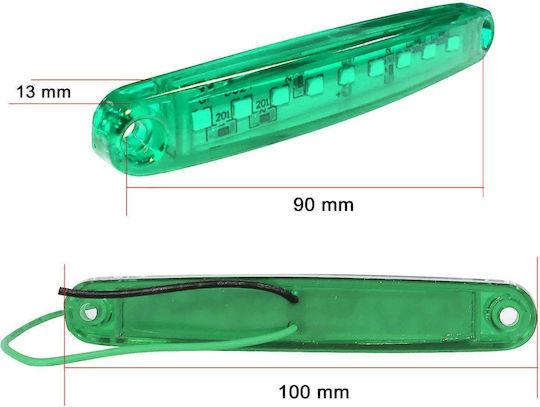 Е-Mark Φώτα Όγκου Φορτηγού 1бр LED обем 12V - Зелен MAR858