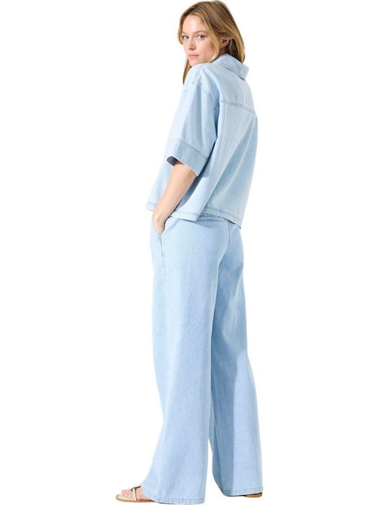 Garcia Women's Fabric Trousers Light Blue
