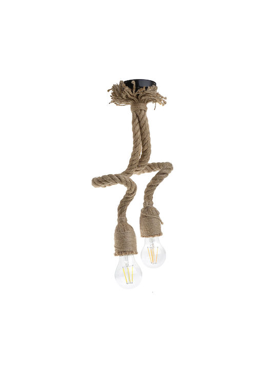 Pendant Light Brown with Rope for Socket E27