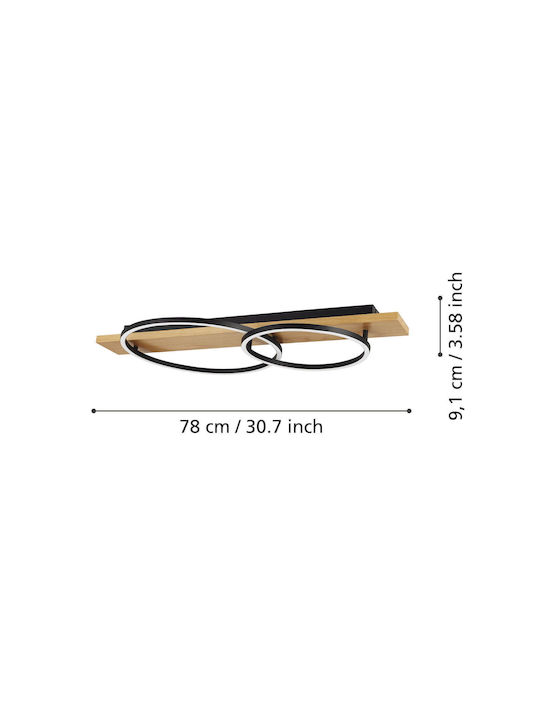 Eglo Boyal Ceiling Mount Light 78cm Beige with Integrated LED