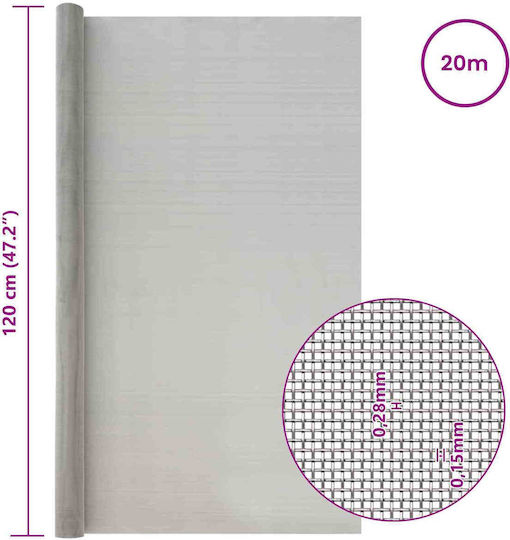 vidaXL Συρματόπλεγμα Ασημί 1.2x20m