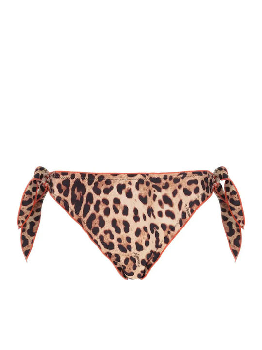 Bikini Slip με Κορδονάκια Animal Print