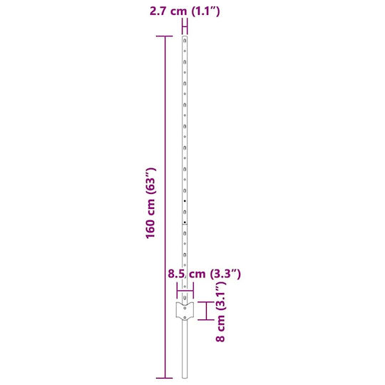 vidaXL Придържащ клипс за Ограда на Градина от Стомана 120x100бр 44бр Gray