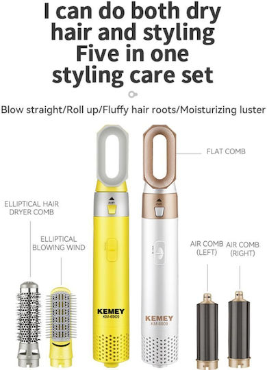 Kemei Electric Hair Brush with Air for Straightening and Curls