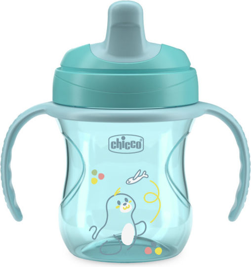 Chicco Training Cup Εκπαιδευτικό Μπιμπερό Σιλικόνης με Λαβές Τιρκουάζ για 6m+ 200ml
