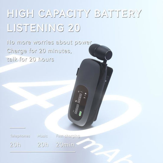 K75 In-ear Bluetooth Handsfree Earphone Lapel Black