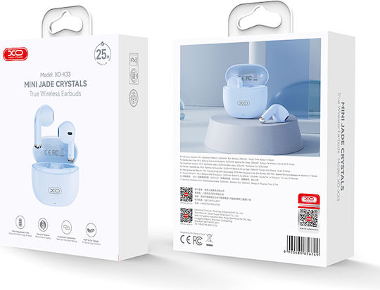 XO X33 Tws In-ear Bluetooth Handsfree Ακουστικά με Θήκη Φόρτισης Μπλε