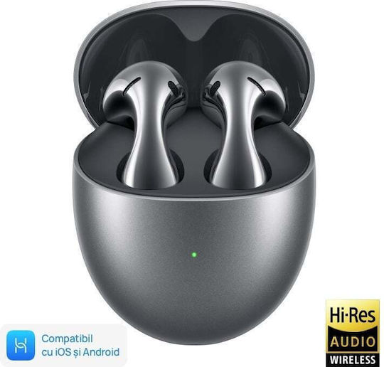 Huawei FreeBuds 5 Bluetooth Handsfree Earphones with Sweat Resistance and Charging Case Silver Frost