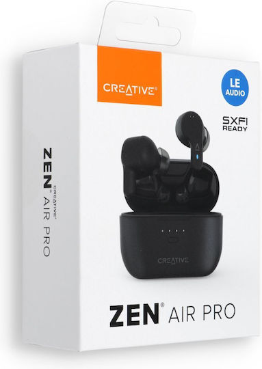Creative Zen Air Pro In-ear Bluetooth Handsfree Ακουστικά με Αντοχή στον Ιδρώτα και Θήκη Φόρτισης Μαύρα