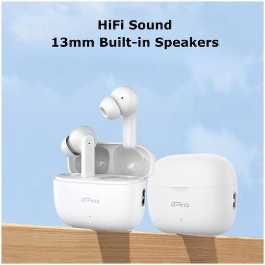 iPro TW300 Plus In-ear Bluetooth Handsfree Ακουστικά με Θήκη Φόρτισης Λευκά