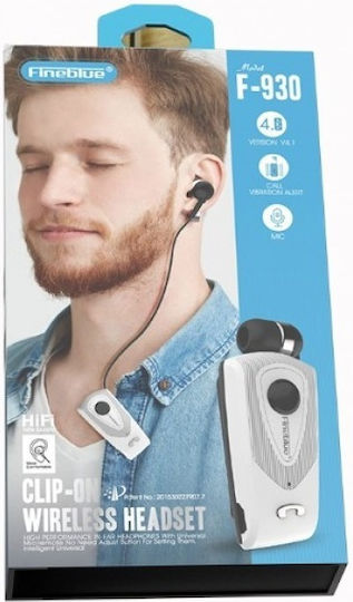 Fineblue F930 In-ear Bluetooth Handsfree Ακουστικό Πέτου Ασημί