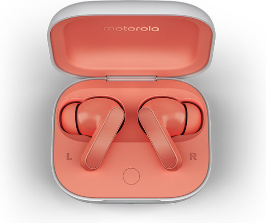 Motorola Moto Buds Bluetooth Handsfree Earphones with Sweat Resistance and Charging Case Coral Peach