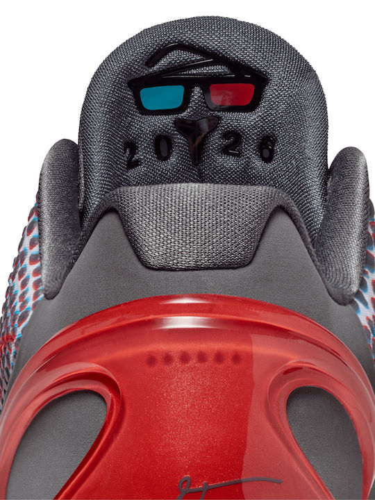 Kobe 6 Protro 3D Ниски Баскетболни Обувки Тъмносив / Хлореносин / Смелочервен