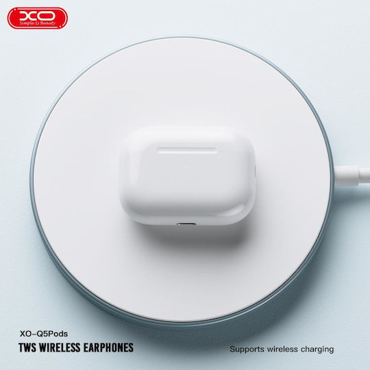 XO Q5 In-ear Bluetooth Handsfree Ακουστικά με Θήκη Φόρτισης Λευκά