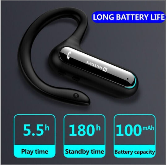 Swissten Dock Earpiece In-ear Bluetooth Handsfree Earphones with Charging Case Black