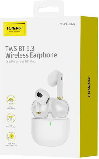 Foneng BL126 Earbud Bluetooth Handsfree Căști cu Carcasă de Încărcare Alb