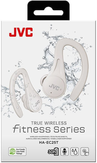 JVC HA-EC25T In-ear Bluetooth Handsfree Ακουστικά με Αντοχή στον Ιδρώτα και Θήκη Φόρτισης Λευκά