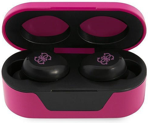 Guess Classic Logo In-ear Bluetooth Handsfree Ακουστικά με Θήκη Φόρτισης Magenta