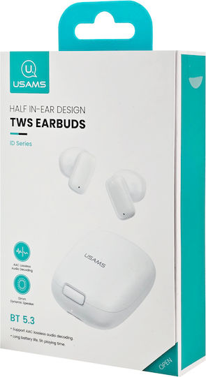 Usams ID25 Earbud Bluetooth хендсфри Слушалки с Кутийка за Зареждане Бял
