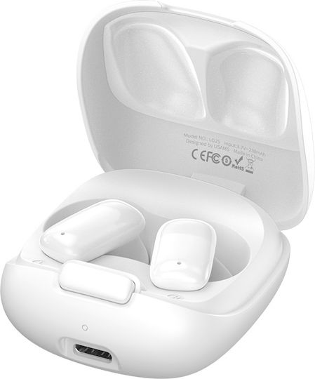 Usams ID25 Earbud Bluetooth хендсфри Слушалки с Кутийка за Зареждане Бял