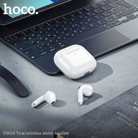 Borofone ΕW64 Earbud Bluetooth Handsfree Ακουστικά με Θήκη Φόρτισης Λευκά