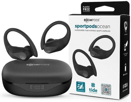 Boompods Sportpods Ocean In-ear Bluetooth Handsfree Earphones with Charging Case Black