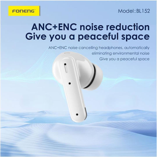 Foneng BL152 In-ear Bluetooth Handsfree Căști cu Carcasă de Încărcare Alb