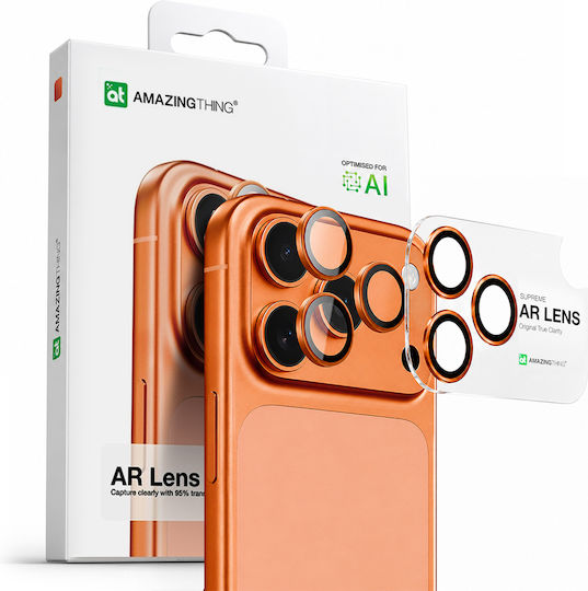 AmazingThing Camera Protection Tempered Glass Orange for the iPhone 17 Pro, iPhone 17 Pro Max
