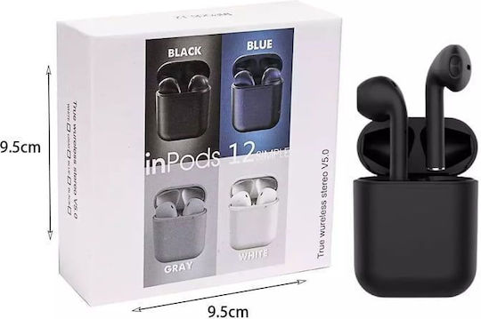 Inpods 12 Earbud Bluetooth Handsfree Ακουστικά με Αντοχή στον Ιδρώτα και Θήκη Φόρτισης Μπλε