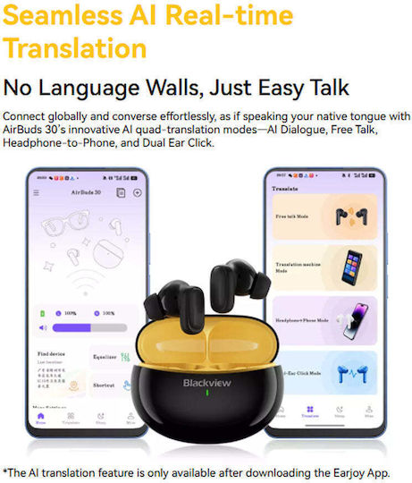 BlackView AirBuds 30 Bluetooth Handsfree Earphones with Sweat Resistance and Charging Case Black