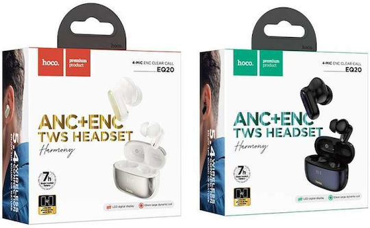 Hoco EQ20 In-ear Bluetooth Handsfree Ακουστικά με Θήκη Φόρτισης Μαύρα