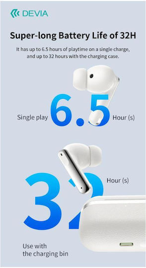 Devia ANC Ultra1 In-Ear Bluetooth-Freisprecheinrichtung Kopfhörer mit Ladeetui Weiß