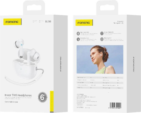 Foneng BL136 In-ear Bluetooth Handsfree Căști cu Carcasă de Încărcare Alb