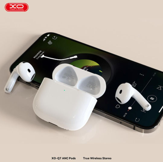 XO Q7 Earbud Bluetooth Handsfree Ακουστικά με Αντοχή στον Ιδρώτα και Θήκη Φόρτισης Λευκά