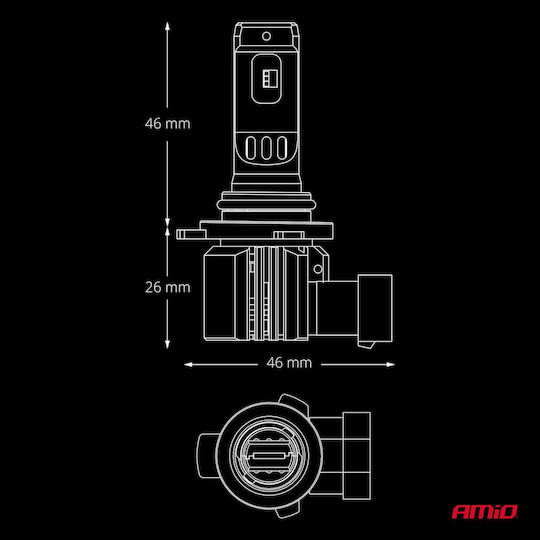 Amio Λάμπες Led F26 Pro Series Hir2 9012 12/24v 68w 2900-3550lm 6.000k Full Can-bus Plug&play 2 Τεμ 04876/am 04876/am 04876/am